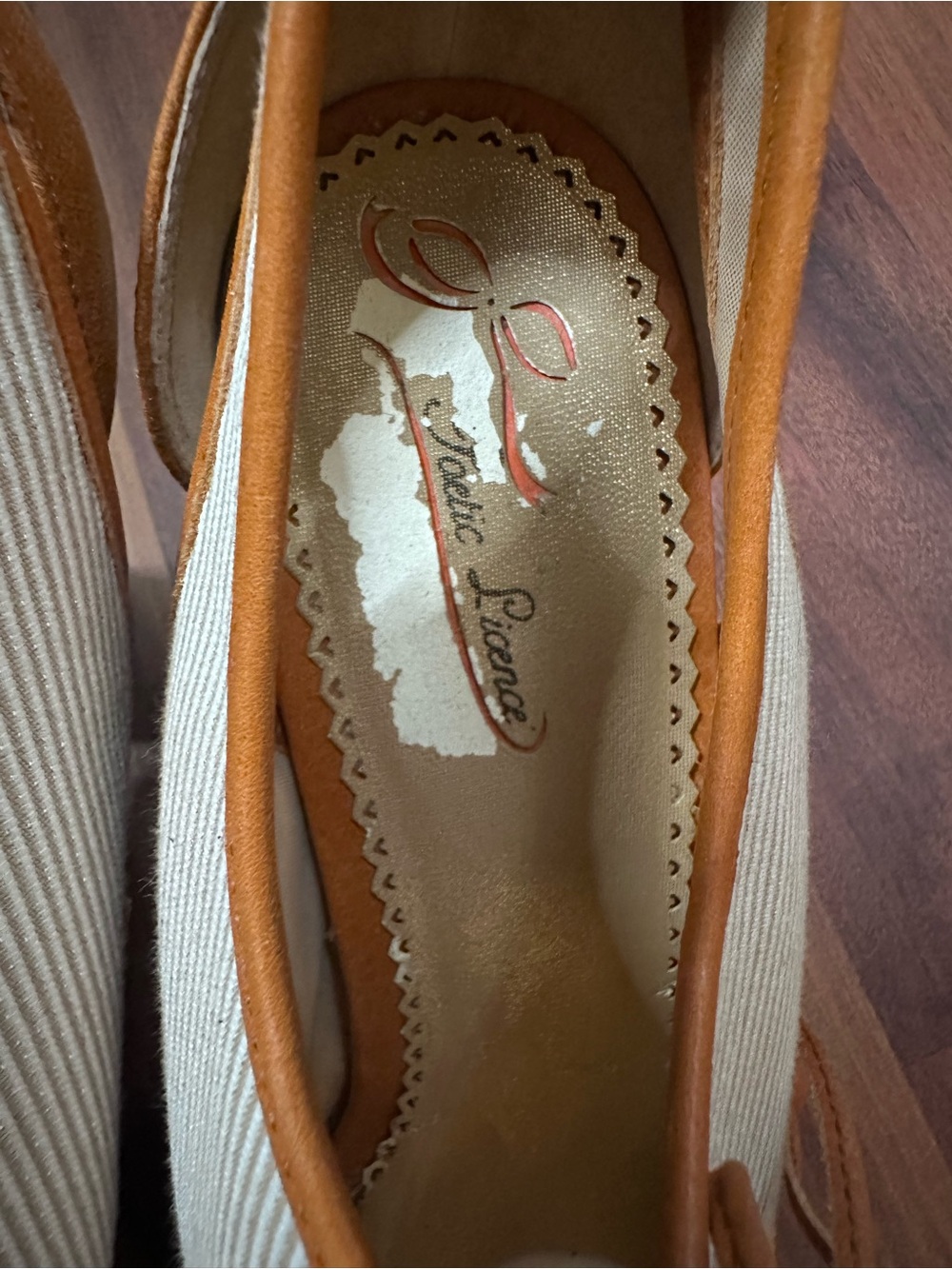 Poetic License Tan & Cream Peep-Toe Lace-Up Heels - Picture 3 of 7